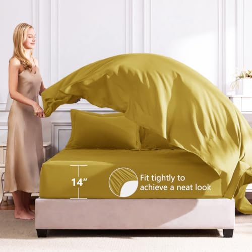 CozyLux Full Comforter Set 82"x86" Mustard Yellow - Image 5
