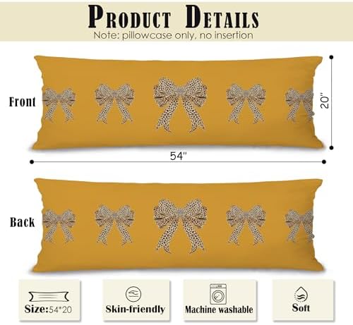 Pink Ribbon Bow 20x54 Body Pillow Cover, Preppy Room Dorm Decor, Girly Room - Image 2