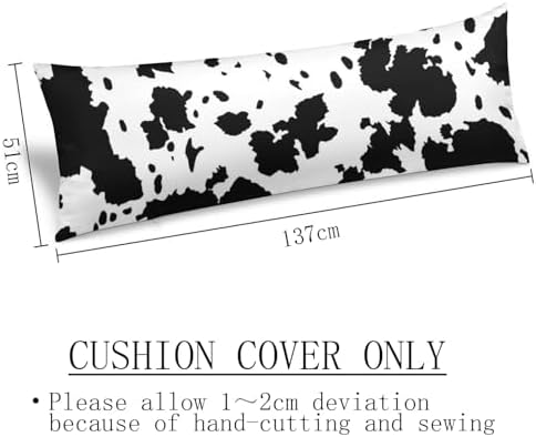Cow Print Body Pillow Cover Black and White Cow Long Pillow Case - Image 3