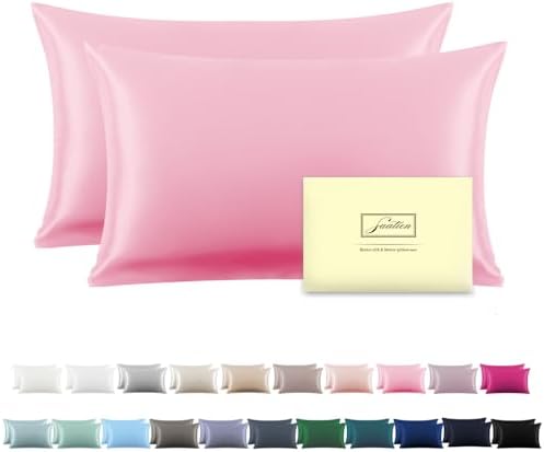 Silk Pillow Cases 2 Pack Soft Breathable and Sliky King Size Pillow Cases Set by Suatien