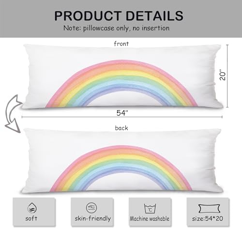 Boho Pastel Rainbow 20x54 Body Pillow Cover Case, Girl Boy Nursery Decor - Image 2