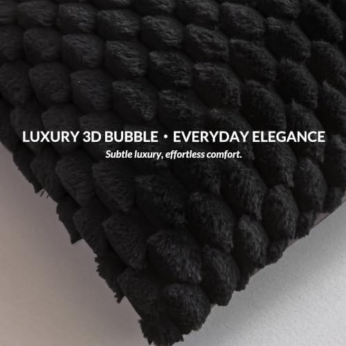 XeGe Bubble Fluffy Faux Rabbit Fur Decorative Body Pillow Cover 20x54 Black - Image 2