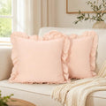 JoraLion Ruffled Throw Pillow Cover 18x18 Solid Blush Pink by JoraLion