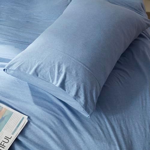 H HOUSEHOLD 100% Jersey Knit Cotton King Size Pillowcases Set of 2, Super Soft - Image 4