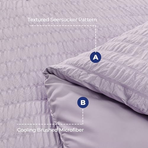 HYMOKEGE Lavender Oversized Queen Comforter Set Seersucker 7 Pieces, All Season - Image 4
