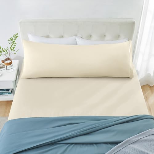 MILVOWOC Brushed Microfiber Body Pillowcases, Ivory Cream, 20x48 Inch - Image 5