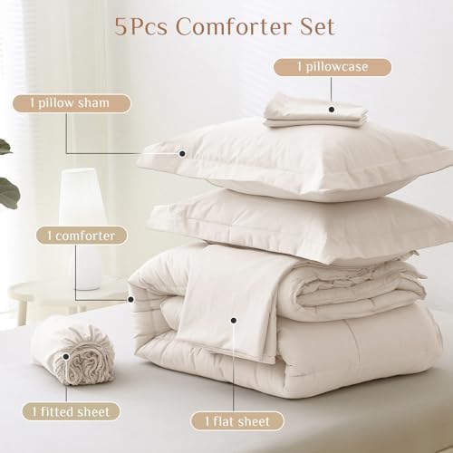 JOLLYVOGUE Twin Comforter Set, Ultra-Soft Bed in a Bag Twin Size 5 Pieces - Image 5