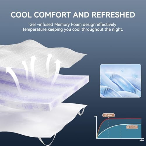 ELEMUSE 3 Inch Queen Size Gel Memory Foam Mattress Topper, Cooling Ice Silk - Image 2