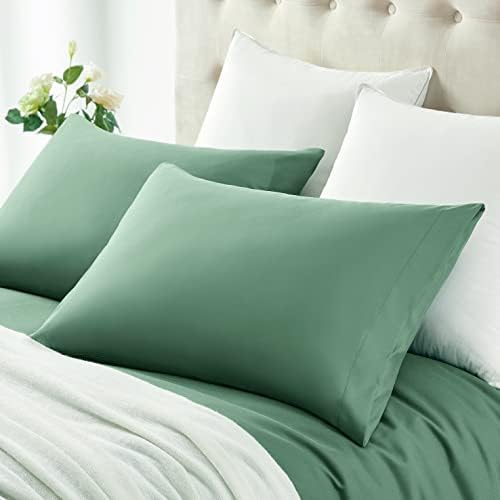 MILVOWOC Brushed Microfiber Queen Pillowcases, Dark Green, 20x30 Inch - Image 3