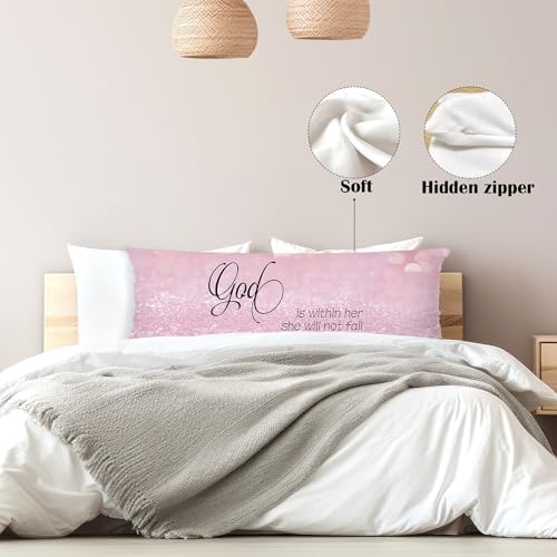 God is Within Her She Will Not Fall Christian 20x54 Body Pillow Cover, - Image 5