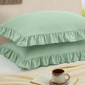 Ruffled Pillow Cases, Sage Green, Standard 20"x26" by Cobedzy