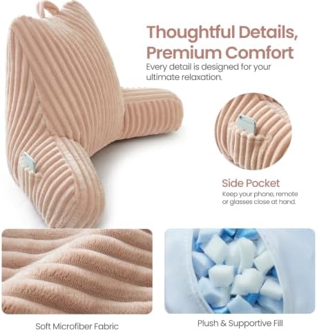 Reading Pillow for Sitting up in Bed, Adjustable Memory Foam Bed Rest Pillow - Image 4