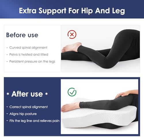 Leg Pillow for Side Sleepers, Memory Foam Knee Pillow for Side Sleeping - Image 2