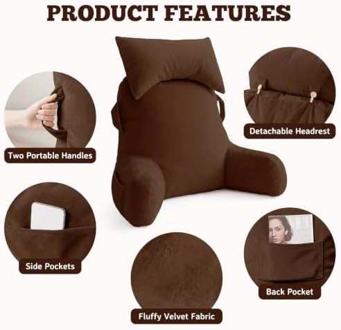 Reading Pillow for Bed, Back Pillow for Bed Sitting Up, Lumbar Support Pillow - Image 6