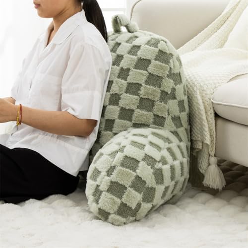 Aimuan Reading Pillow Checkered Bed Rest Wedge Backrest Checkerboard Pillow - Image 6