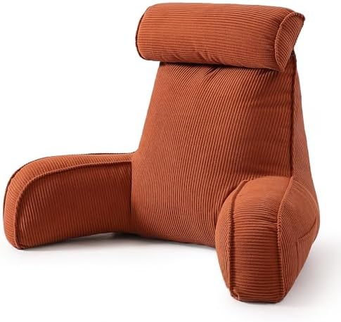 Pillow with Arms for Sitting Up in Bed, Reading Backrest Pillow, Corduroy Back by Ailuteie