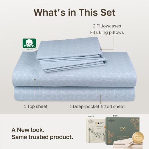 California Design Den 600 Thread Count Cal King Sheets, Print - Image 3