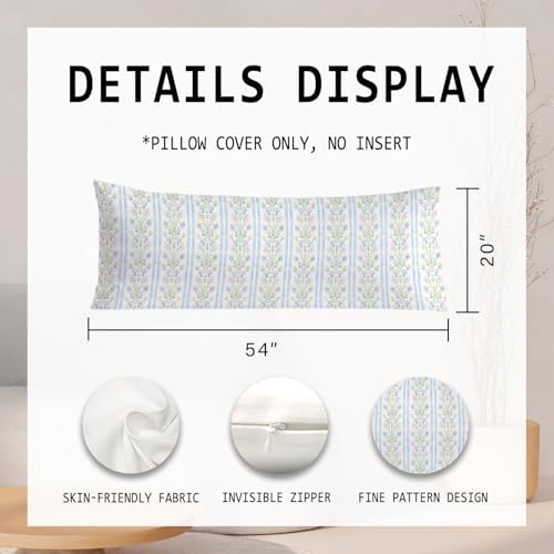 Coquette Preppy Floral 20x54 Body Pillow Cover, Girly Room Decor Aesthetic - Image 2