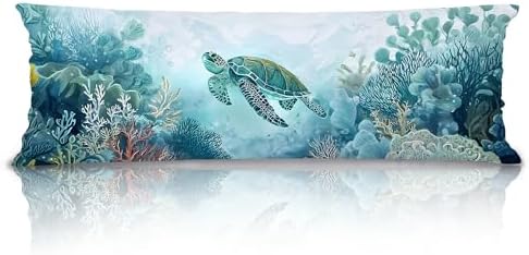 Coastal Beach Ocean Turtle 20x54 Body Pillow Cover, Ocean Beach Themed Room by Unknown
