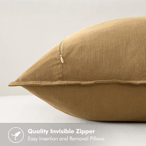 MIULEE Neutral Gold/Brown Boho Linen Pillow Covers 20x20 Inch Pack of 4 - Image 4