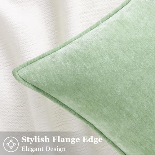 decorUhome Chenille Sage Green Velvet Throw Pillow Covers 16x16 Set of 2 - Image 3