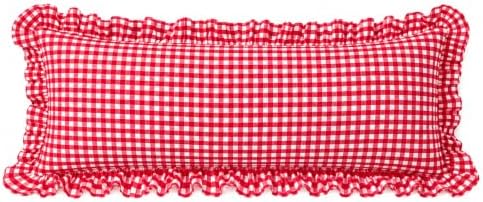 Gingham Lumbar Pillow Cover 36x14, Ruffle Trim, 1 Pack by Jilboo