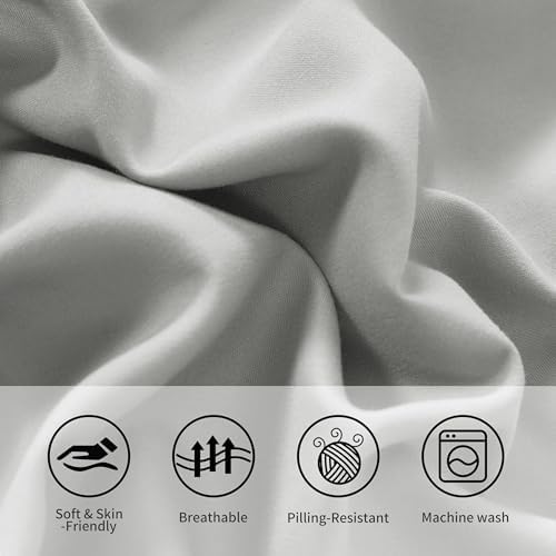 Standard Pillow Cases, 2 Pack, 20x26 in, Microfiber, Light Grey - Image 4