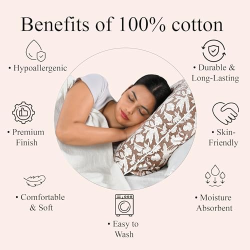 Ridhi Block Print Oak Brown Cotton Pillow Cover 24" x 24" Set of 2 - Image 6