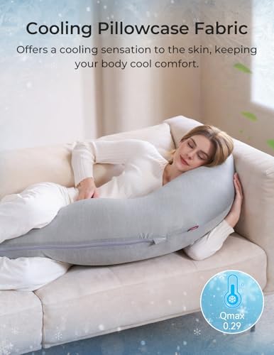 Momcozy J Shaped Cooling Pregnancy Pillow, Maternity Pillow - Image 2
