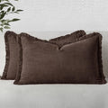 MIULEE Linen Decorative Fall Lumbar Throw Pillow Covers Dark Brown 12x20 by MIULEE