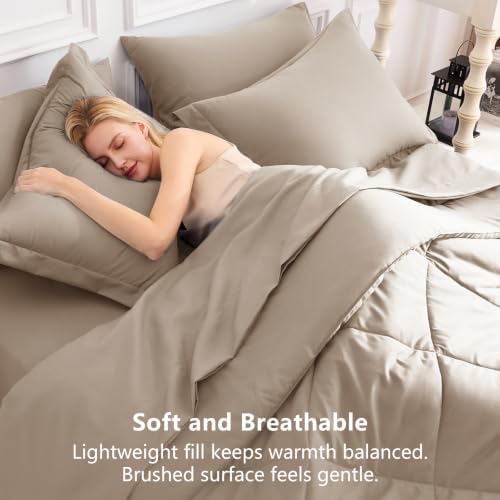 CozyLux Twin XL Comforter Set 68"x88" Khaki - Image 4