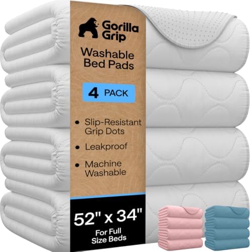 GORILLA GRIP Washable Reusable Underpads, 4 Pack White by GorillaGrip
