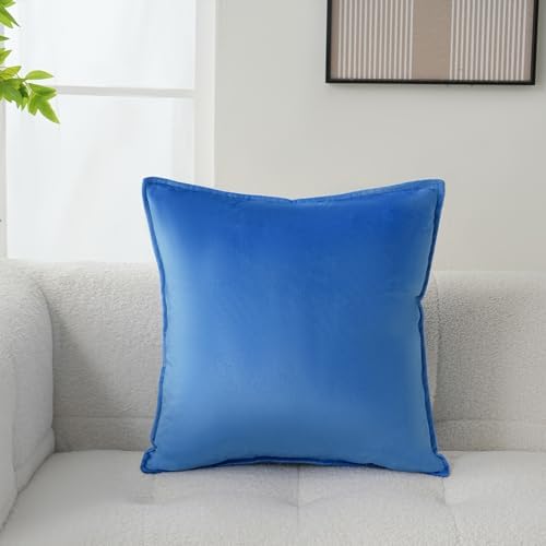Velvet Royal Blue Throw Pillow Covers 16”x16”Pack of 2 Soft Decorative - Image 5