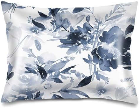 Satin Pillowcase for Hair and Skin, Florals Throw Pillow Cover 20"x26" Silk by Unknown