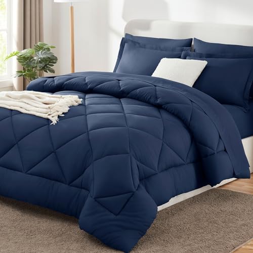 CozyLux Queen Comforter Set 88"x88" Navy by CozyLux