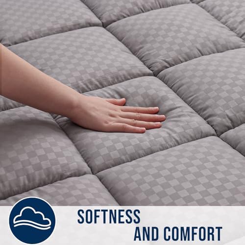 OLANLY California King Quilted Fitted Mattress Pad, Light Grey - Image 3