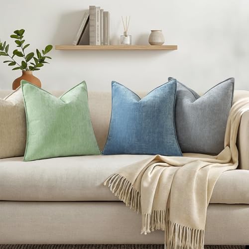 decorUhome Chenille Teal Velvet Throw Pillow Covers 16x16 Set of 2 - Image 7