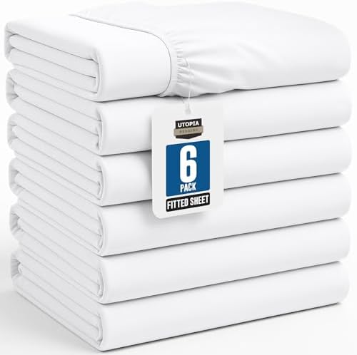 Pack of 6 Full Fitted Sheet, Fits Up to 15 Inch Deep Pocket by UTOPIABEDDING