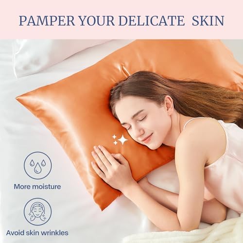 BEDELITE Satin Pillowcases, Standard Size 20x26 Inch, Burnt Orange - Image 3