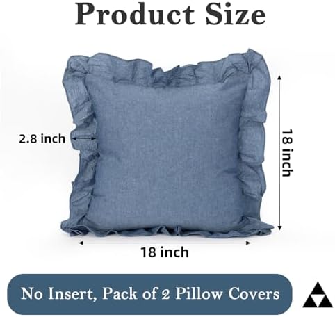 JoraLion Ruffled Throw Pillow Cover 18x18 Solid Dark Blue - Image 4