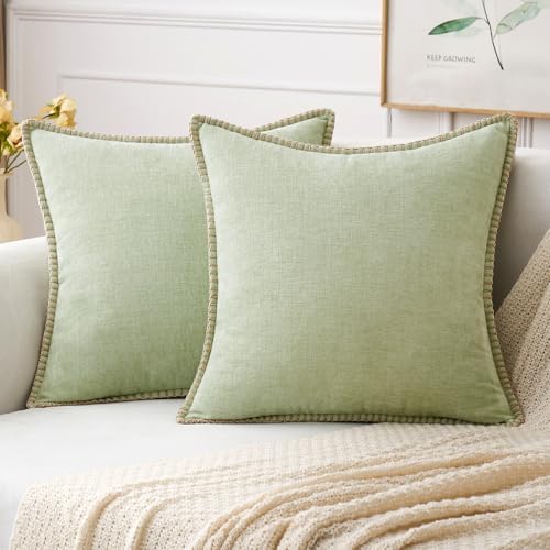 MIULEE Decorative Couch Throw Pillow Covers 20x20 Inch Light Green 2 Pack by MIULEE