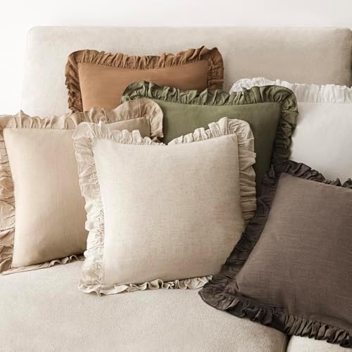 Foindtower Set of 2 Decorative Soild Fringe Ruffle Throw Pillow Covers Soft - Image 6