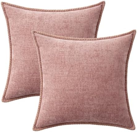 MIULEE Decorative Couch Throw Pillow Covers 16x16 Inch Blush Pink 2 Pack - Image 6