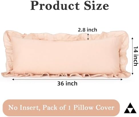 JoraLion Ruffled Lumbar Pillow Cover 14x36 Solid Blush Pink - Image 4