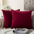 MIULEE Velvet Throw Pillow Covers 16x16 Inch Pack of 2 Wine Red by MIULEE