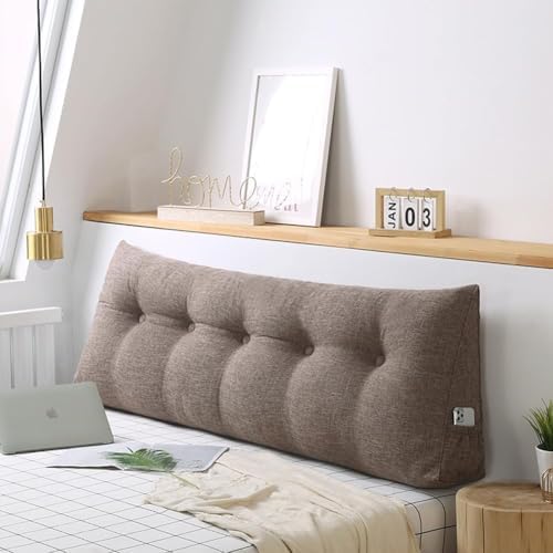 Headboard Wedge Pillow for Single/Twin/Queen/King Bed, Large Cotton Linen by Unknown