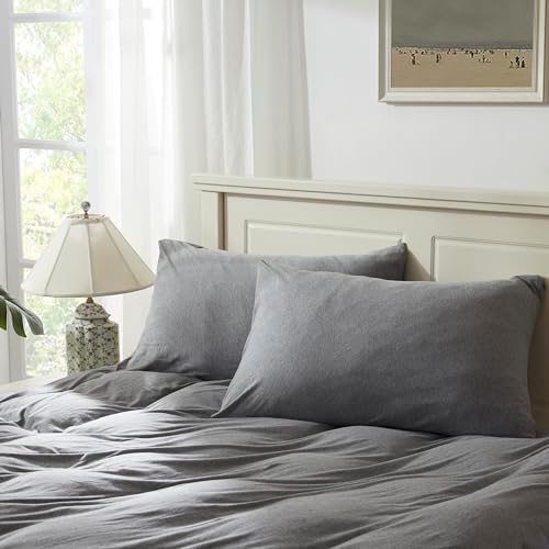H HOUSEHOLD 100% Jersey Knit Cotton King Size Pillowcases Set of 2, Super Soft by HHOUSEHOLD