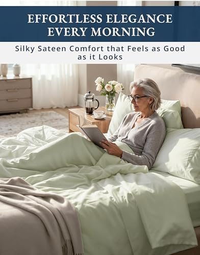 LANE LINEN Cooling Sheets Full Size 100% Egyptian Cotton Sateen - Image 5