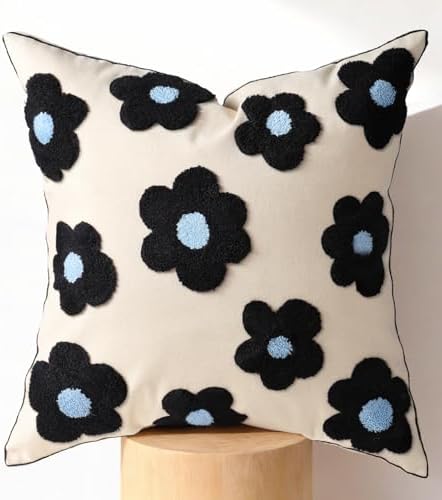 Embroidered Throw Pillow Cover 18x18 Inch by Kokaaee