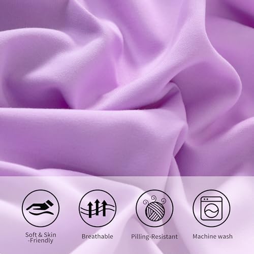 Queen Pillow Cases, 2 Pack, 20x30 in, Microfiber, Light Purple - Image 5